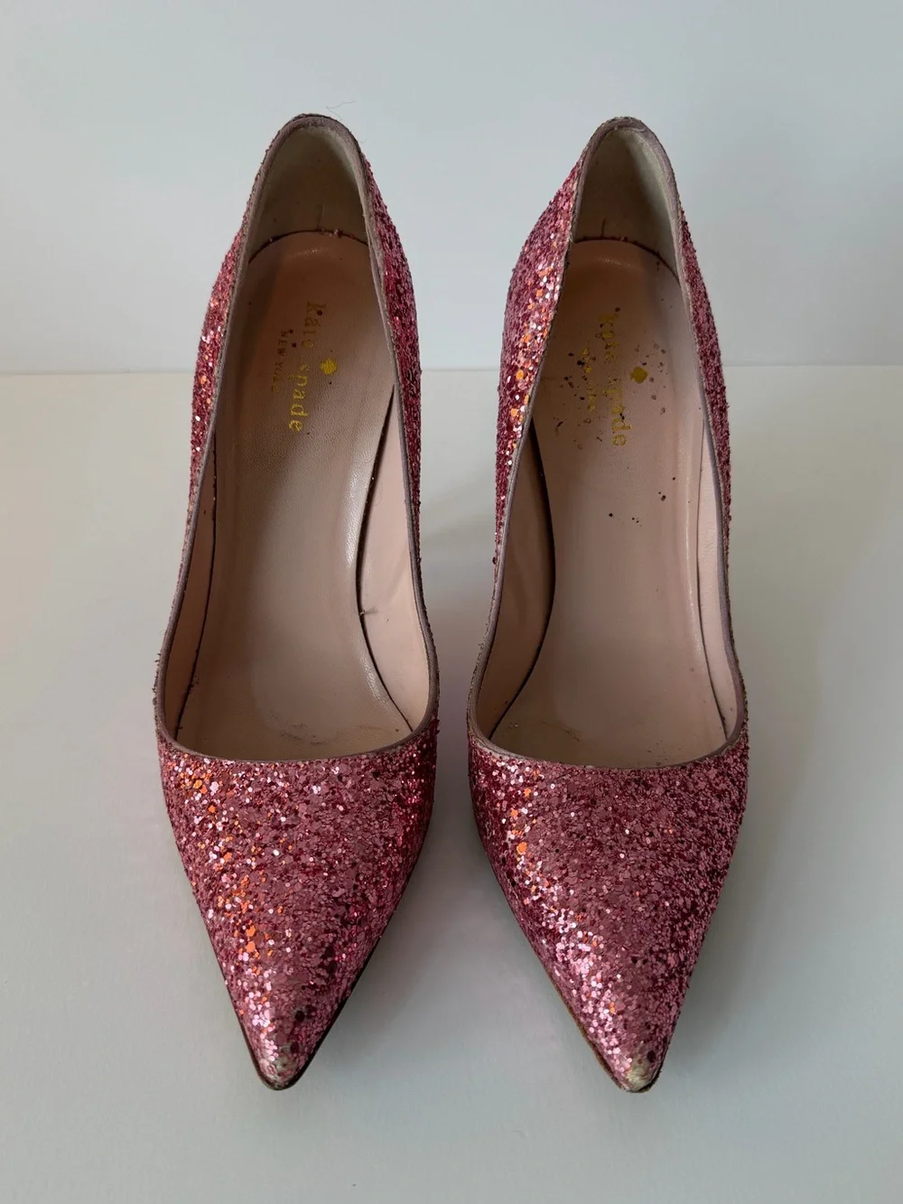 Kate Spade New York Glitter Pointed-Toe Pumps in Pink, Size 8